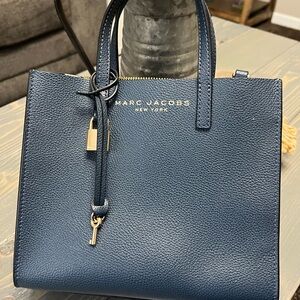 Marc Jacobs Navy Blue Leather Tote Bag